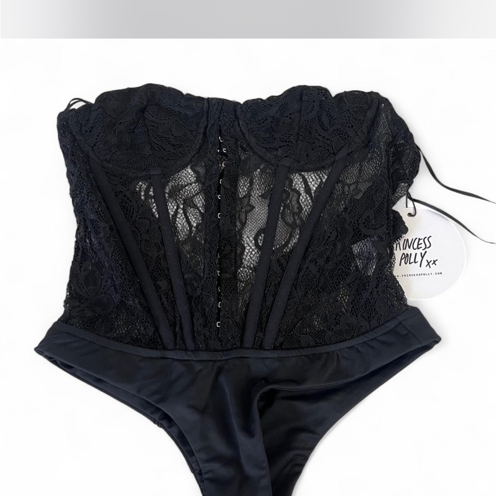Princess Polly Black Lace Corset Bodysuit